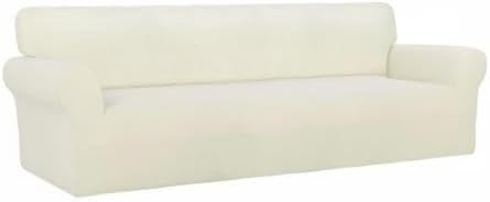 PureFit Super Stretch Sofa Slipcover – Spandex Non Slip Soft Couch Sofa Cover, Washable Furniture Protector with Non Skid Foam and Elastic Bottom for Kids, Pets (XX Large, Ivory)