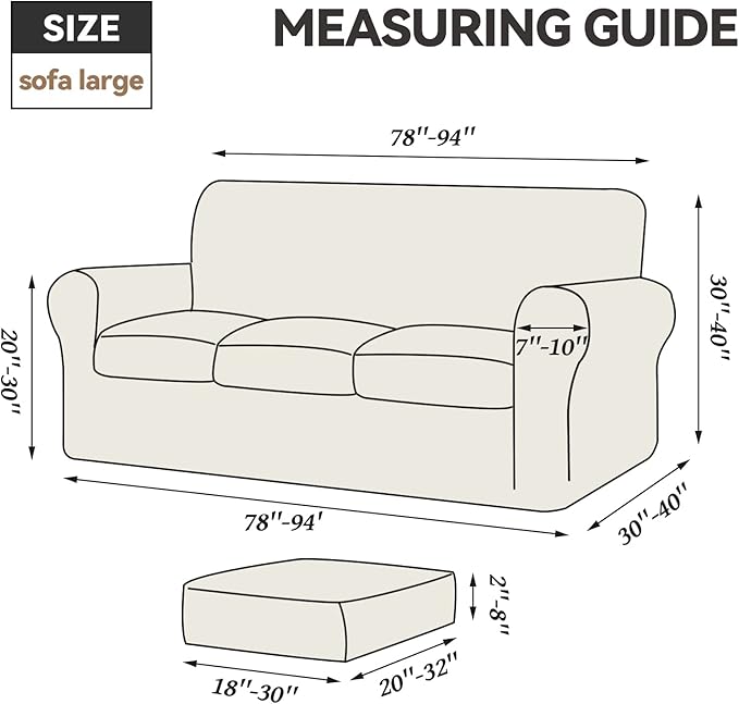 WEERRW 4 Pieces Velvet High Stretch Couch Covers for 3 Cushion Couch Sofa Slipcovers, Washable Furniture Protector with Non Slip Elastic Bottom, Feature Soft and Thick Plush Fabric, Pink, Large