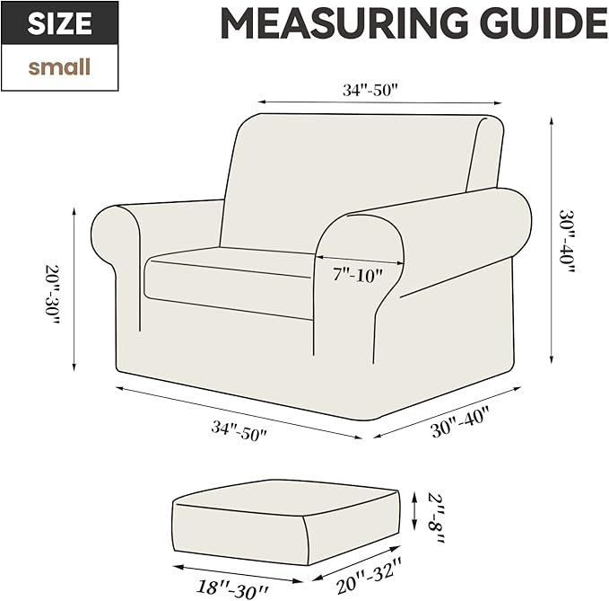 WEERRW Velvet Stretch Chair Sofa Slipcover - 2 Pieces Luxury Soft Velvet Plush Couch Cover Furniture Protector with Elastic Bottom for Pets, Machine Washable, Light Brown, Small