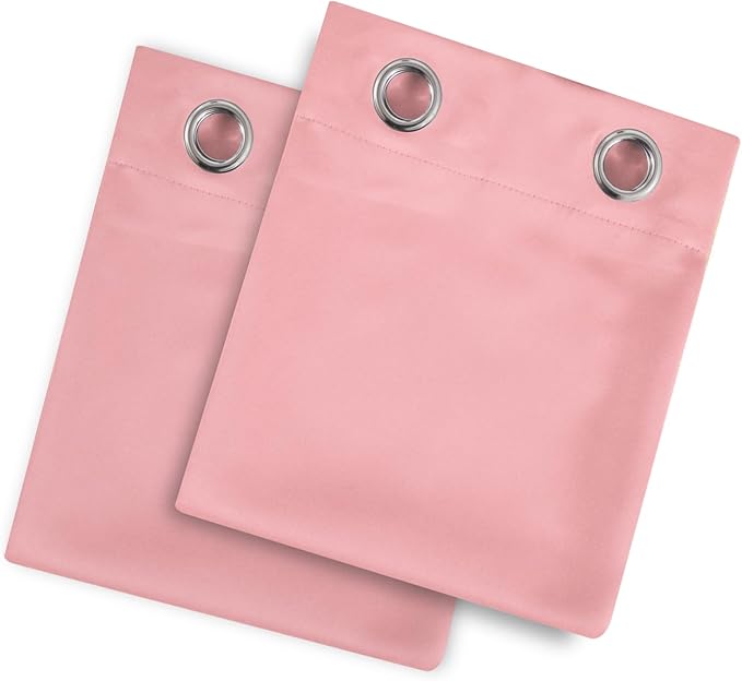 LEMOMO Pink Thermal Blackout Curtains/42 x 72 Inch/Set of 2 Panels Room Darkening Curtains for Bedroom