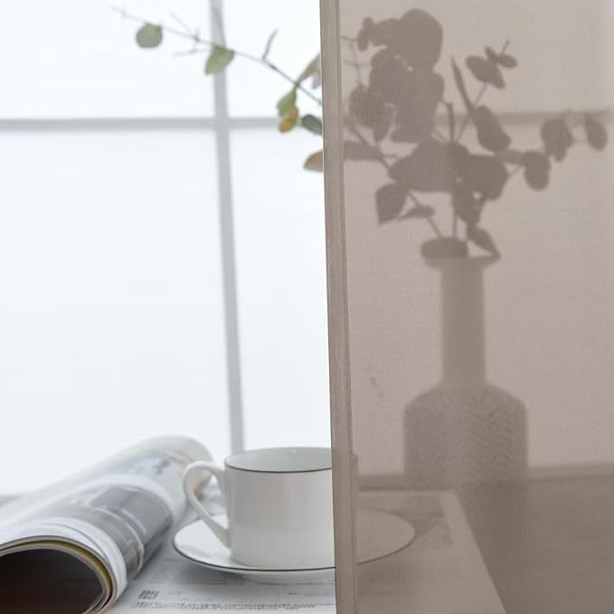 SpaceDresser Basic Rod Pocket Sheer Voile Window Curtain Panels Taupe 1 Pair 2 Panels 52 Width 63 Inch Long for Kitchen Bedroom Children Living Room Yard(Taupe, 52W x 63L)