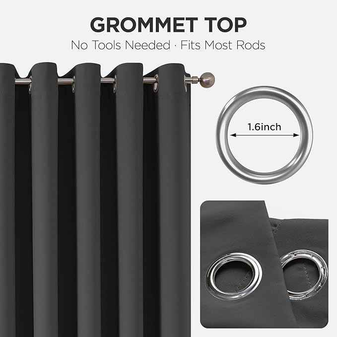 Joydeco Blackout Door Curtain for Doorway Privacy 80 Inches Long, Grommet Closet Curtain for Open Closet, Room Divider for Bedroom Living Room (Grey, 32Wx80L, 1 Panel)