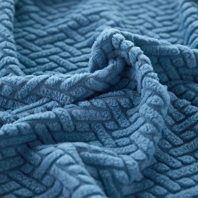 Couch Covers for 3 Cushion Sofa Pet Friendly Couch Cushion Covers Universal Sofa Covers Washable Stretch Slipcovers for Sectional Sofa (Texture Blue,Large Triple Seat Cover)