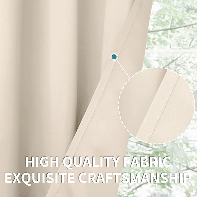 BGment Blackout Curtains - Grommet Thermal Insulated Room Darkening Bedroom and Living Room Curtains, Set of 2 Panels (42 x 72 Inch, Champagne)