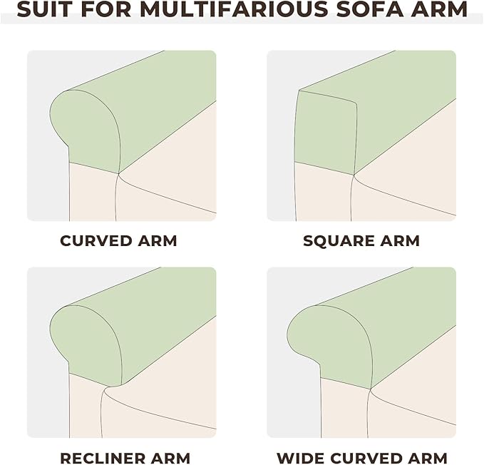 Couch Arm Covers 2 Pcs Sofa Armrest Covers Stretch Couch,Armrest Cover for Chairs Scratch-Resistant Sofa Arm Cover Armchair Slipcovers,Avocado Green