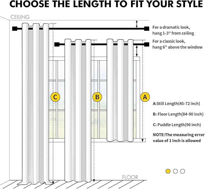 MIULEE Yellow Blackout Curtains for Bedroom Living Room 84 Inches Long 2 Panels, Thermal Insulated Room Darkening Drapes Solid Grommet Noise Reduction Light Blocking Window Treatments 40x84 inch