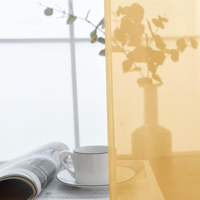 SpaceDresser Basic Rod Pocket Sheer Voile Window Curtain Panels Gold 1 Pair 2 Panels 52 Width 84 Inch Long for Kitchen Bedroom Children Living Room Yard(Gold, 52W x 84L)