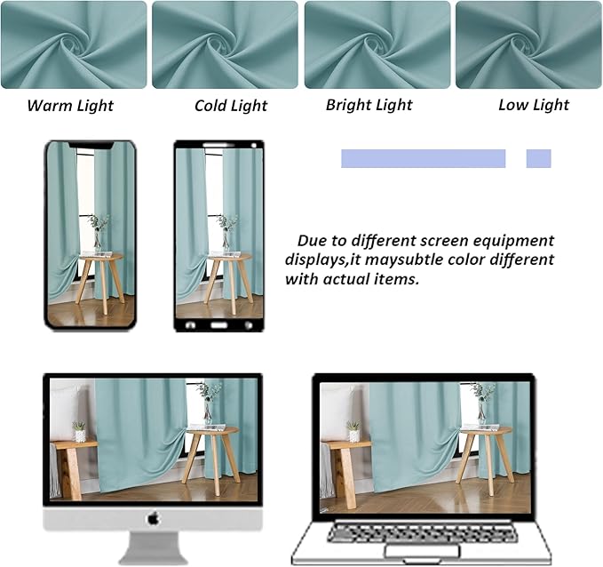 Simplebrand Ava Aqua Short Blackout Curtains for Bedroom 54 Inches Long 2 Panels Set, Solid Thermal Insulated, Energy Saving Window Treatment Curtains Blackout Drapes, W40 x L54 Inch, Aqua