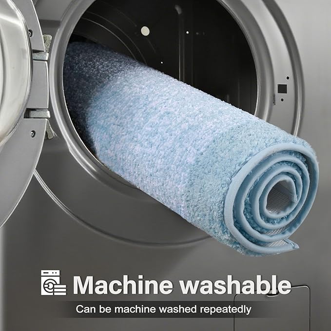Bathroom Rugs 30x20 Non Slip Washable, Light Blue Bath Mat for Bathroom Floor Tub, Soft Absorbent Quick Dry Mats for Shower, Bathtub,Home Decor