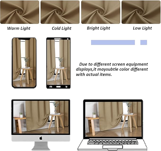 Simplebrand Ava Taupe Blackout Curtains for Bedroom 96 Inches Long 2 Panels, Solid Thermal Insulated, Energy Saving Living Room Window Treatment Curtains Blackout Drapes, W40 x L96 Inch, Taupe
