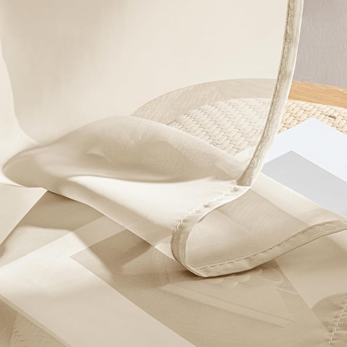 MIULEE Butter Cream Sheer Curtains 84 Inches Long, 4 Panels Set, Rod Pocket Voile Drapes Light Filtering and Semi Transparent, Elegant Window Treatments for Bedroom Living Room,54 x 84 Inches