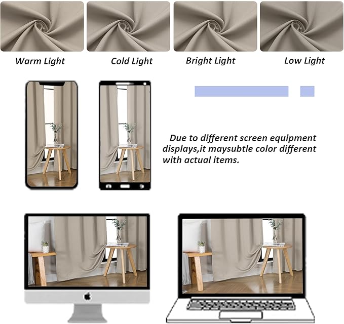 Simplebrand Ava Stone Blackout Curtains for Bedroom 90 Inches Long 2 Panels Set, Solid Privacy Energy Saving Living Room Window Treatment Curtains Blackout Drapes, W50 x L90 Inch, Stone