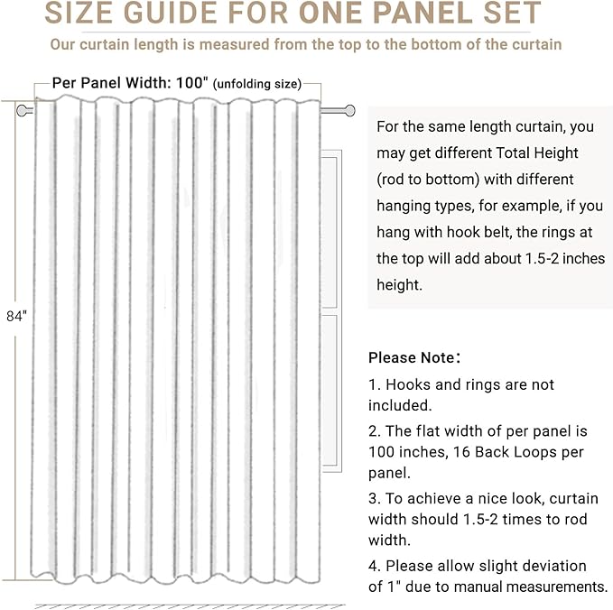 100% Blackout Shield Linen Blackout Curtains for Bedroom 90 Inches Long, Back Tab/Rod Pocket Living Room Drapes, Thermal Insulated Blackout Curtains 1 Panel Set, 100" W x 90" L, Blush Pink