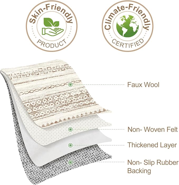 Nakagishi 7x10 Area Rug Living Room: Washable Boho Large Neutral Modern Soft Farmhouse Rugs Stain Resistant Indoor Floor Non-Slip Carpet for Bedroom Nursery Kids Playroom Office Dining Room- Brown