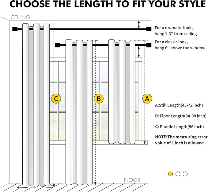 MIULEE Stone Blue Blackout Curtains for Bedroom Living Room 63 Inches Long 2 Panels, Thermal Insulated Room Darkening Drapes Solid Grommet Noise Reduction Light Blocking Window Treatments 34x63 Inch