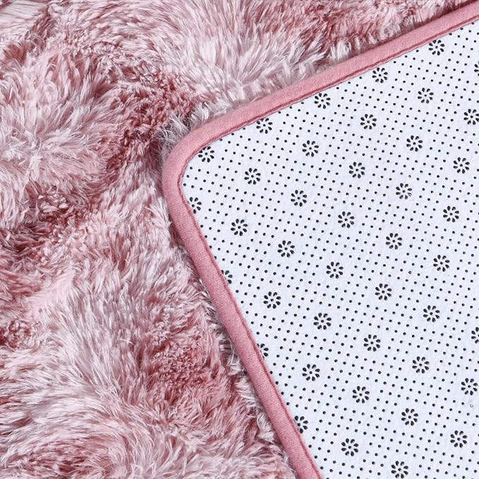 Deerhoo Shag Area Rug, 4 X 6 Tie-Dyed Plush Fuzzy Rugs for Living Room, Ultra Soft Fluffy Furry Rug for Bedroom, Indoor Carpet Nursery Rugs for Kids Room Home Decor, Pink Purple