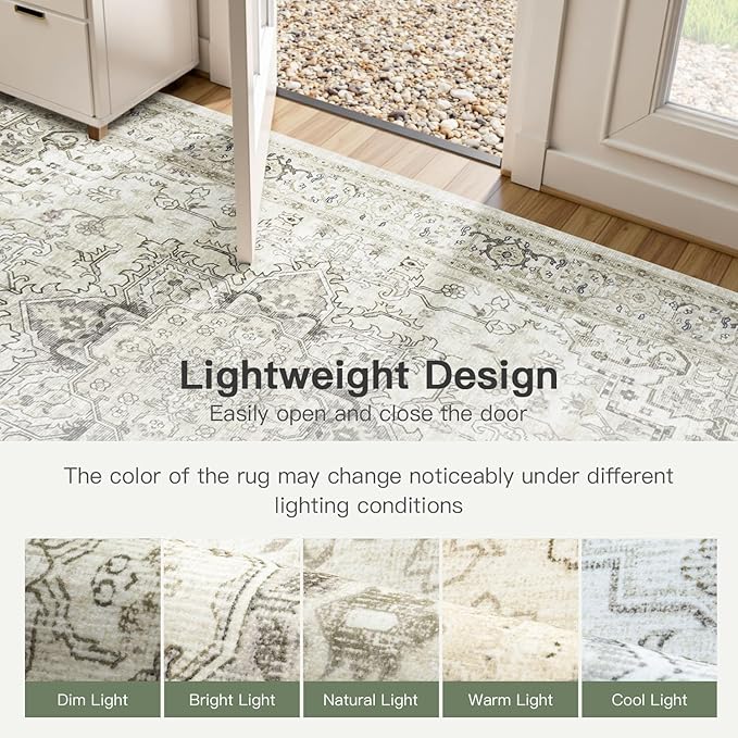 Lofus 8x10 Area Rugs for Living Room, Washable Area Rug, Rugs for Bedroom, Kitchen, Vintage Boho Carpet, Soft Non-Slip, Low Pile Large Area Rug for Office Dining Room, Beige and Brown