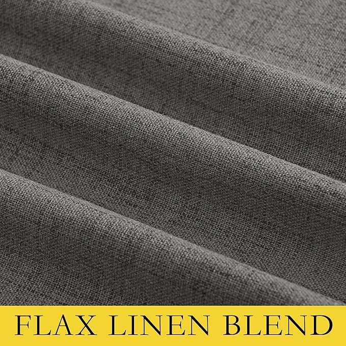 NICETOWN Grizzle Gray Vintage Linen 100% Blackout Curtains for Living Room, Thermal Insulated Curtains 95“ Long, Noise Reducing Window Treatment Drapes for Home Office, 62" Wide Per Panel, Set of 2