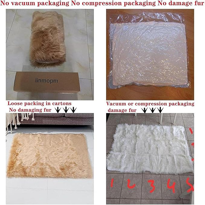 linmopm Faux Fur Rug Sheepskin Shag Fluffy Fuzzy Black 6x9 ft Rugs for Bedroom Bedside Bed Floor Living Room Plush Rectangle High-Density Cushion Carpet Super Sofa Cover