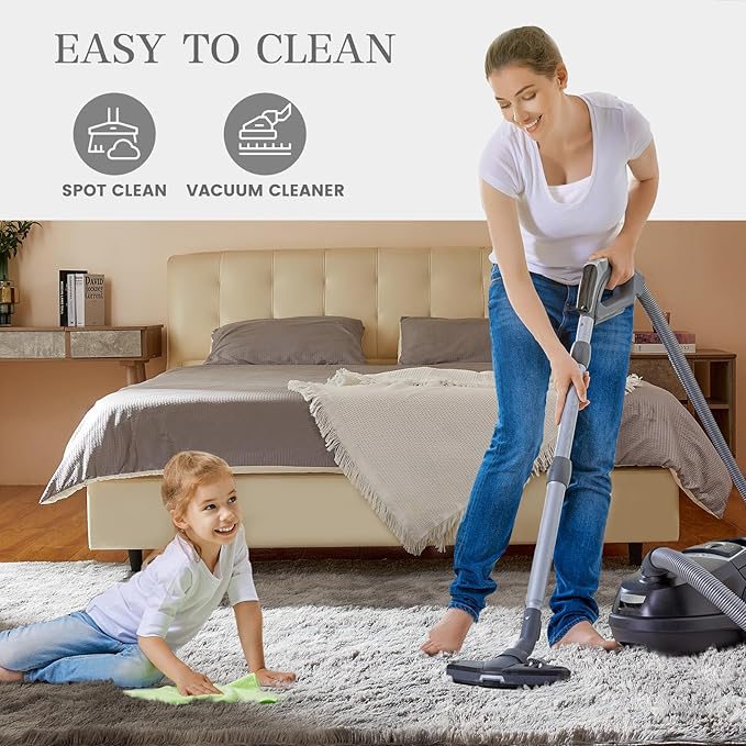 Luxury 8x10 Large Area Rugs for Living Room, Super Soft Fluffy Modern Bedroom Rug, Big Indoor Thick Soft Nursery Rug, Non-Skid Nursery Faux Fur Carpet for Kids Room Home Décor,Tie-Dyed Light Grey
