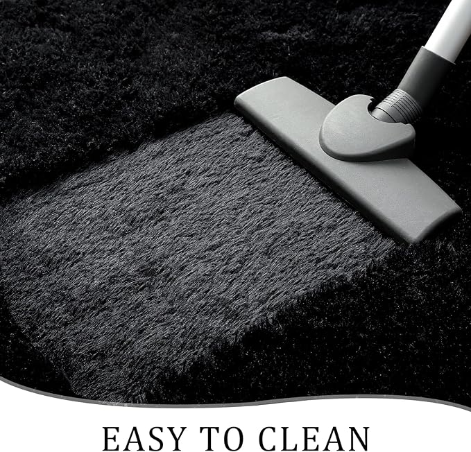 Chicrug Soft Runner Rugs for Bedroom Living Room Plush Fluffy Rug 2x7 Feet, Shag Furry Area Rug Carpet Non Shedding for Nursery Children Kids Girls Room Home Decorative, Black