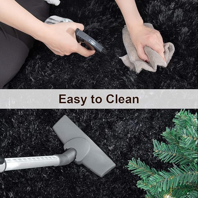 TWINNIS Super Soft Shaggy Rugs Fluffy Carpets,9x11 Feet, Indoor Modern Plush Area Rugs for Living Room Bedroom Kids Room Nursery Home Decor, Upgrade Anti-Skid Rectangular Fuzzy Rug, Black