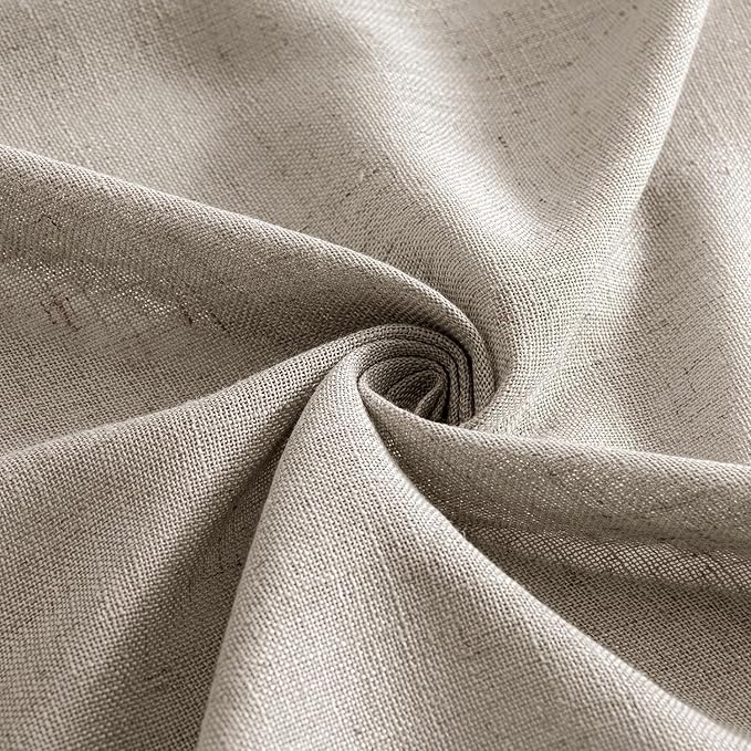MIULEE Burlywood Birch Linen Curtains 90 Inch Long 2 Panels for Bedroom Living Room, Soft Linen Textured Window Drapes Semi Sheer Light Filtering Back Tab Rod Pocket Farmhouse Modern Burlap Look Decor