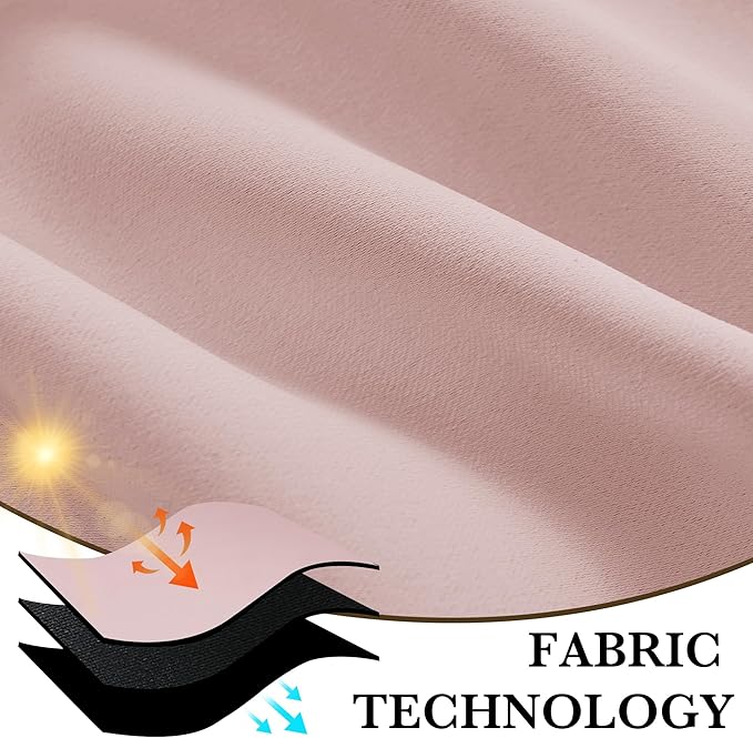 RYB HOME 100% Blackout Short Curtains for Small Window, Thermal Insulated Total Room Darkening Noise Reducing Curtains for Basement Bathroom Basement, 29 inches Wide by 45 inches Long, Baby Pink