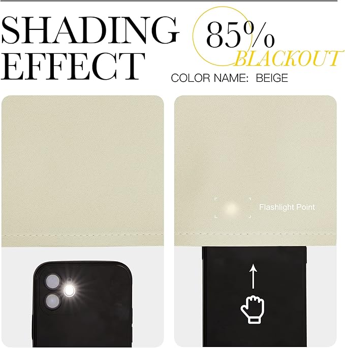 NICETOWN Light Block Window Curtains 84" Length - Home Fashion Thermal Insulated Solid Grommet Room Darkening Window Treatments for Hall Room, Beige, 1 Pair, 52" Wide by 84" Long