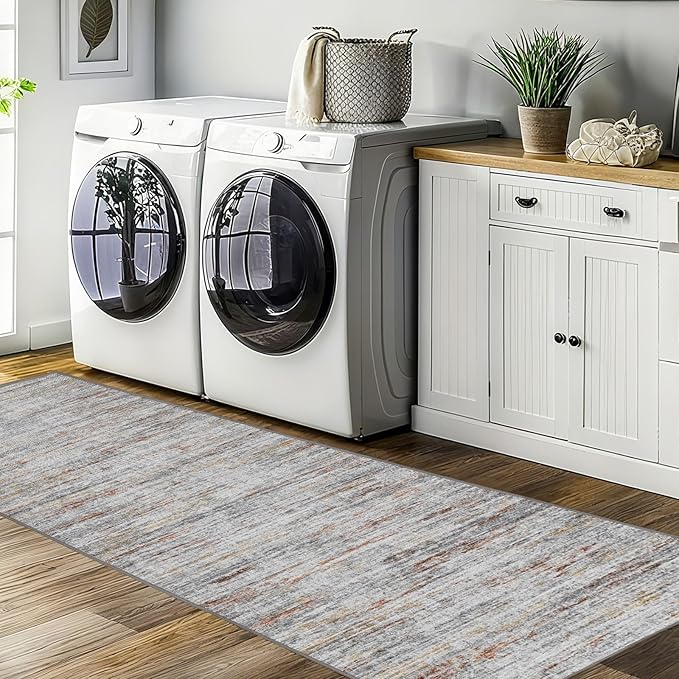 Kitchen Runner Rug 2.5x8 Runners for Hallways,Abstract Washable Runner Rugs Non-Slip Backing Rug Runner, Stain Resistant 8ft Runner Rug,Soft Floor Carpet Rugs for Bedroom,Laundry Room