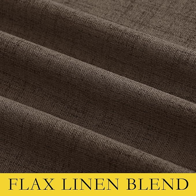 NICETOWN Coffee Vintage Linen 100% Blackout Curtains for Living Room, Thermal Insulated Curtains 120“ Long, Noise Reducing Window Treatment Drapes for Home Office, 62" Wide Per Panel, Set of 2