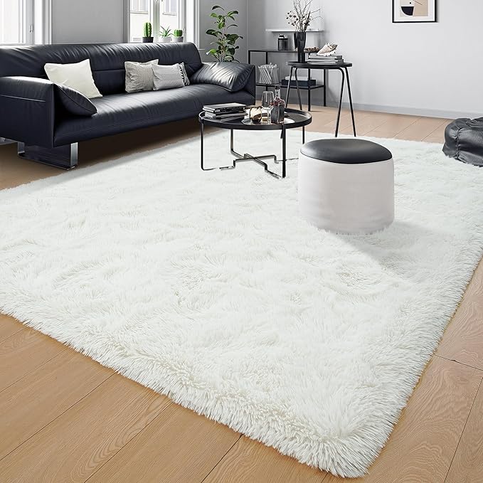 Tepook Area Rugs 10x14 for Living Room, Super Soft Fluffy Rugs for Bedroom, Modern Shaggy Rug Fuzzy Carpets for Kids, Plush Indoor Nursery Home Decor Rug with Non-Slip Bottom, Cream White