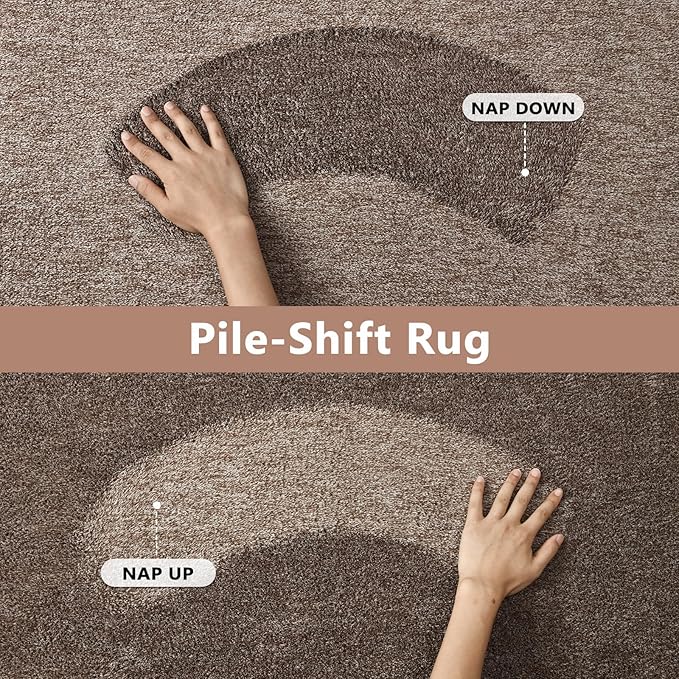 FinRèc 4x6 Washable Area Rugs for Bedroom Living Room, Low Pile Thin Rug Solid Color, Non-Slip Carpet Indoor for Home Decor (Brown)
