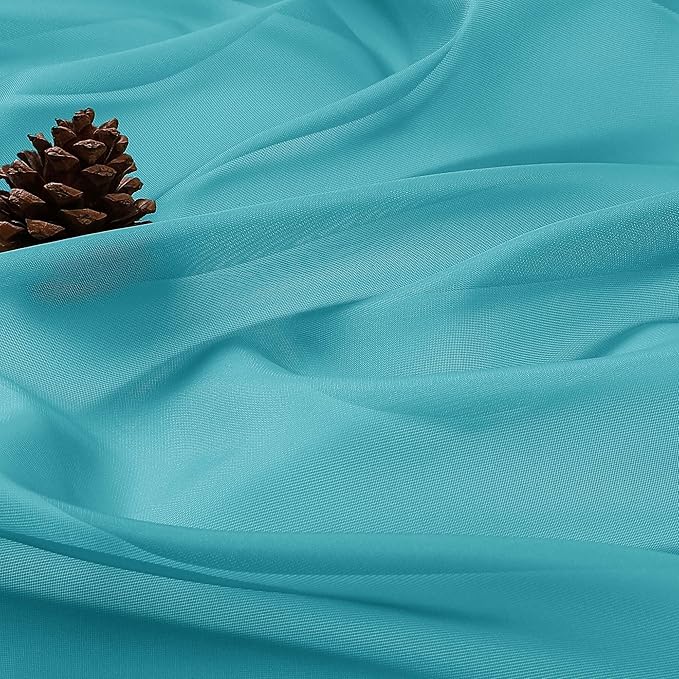 OWENIE Sheer Curtains 84 Inches Long 2 Panels Set, Sheer Turquoise Curtains for Living Room Bedroom 59 Inch Extra Wide, Modern Voile Filmy Rod Pocket Drapes, 2 Pcs, Each 59 W x 84L, Turquoise
