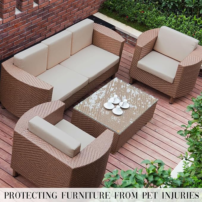 Outdoor Cushion Covers Set,12PCS Patio Furniture Couch Seat Slipcovers, Replacement for Sofa Sectional Chair(Cover,Only)