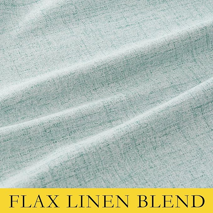 NICETOWN 100% Absolutely Blackout Linen Curtains with Thermal Insulated Liner, Seafoam Green, 62" Wide, 84" Length Energy Saving Curtains for Living Room 2 Panels Set, Vertical Blinds