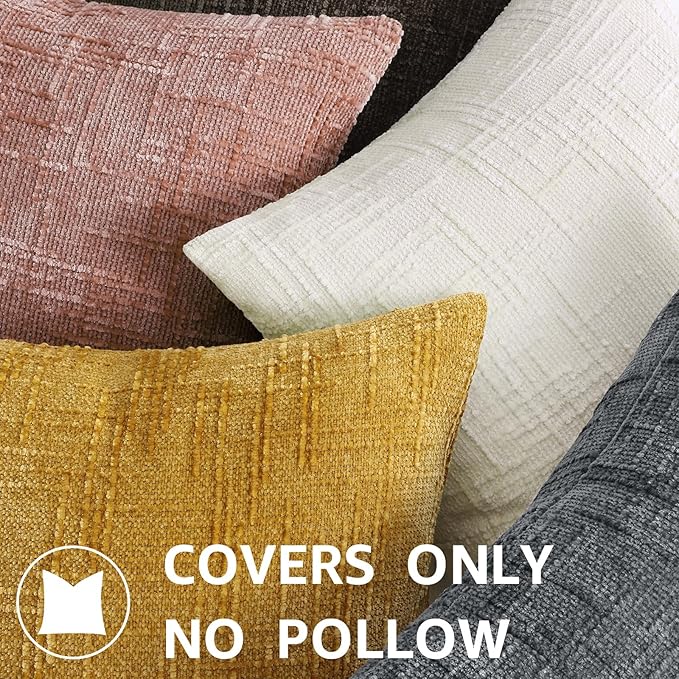 decorUhome Summer Pink Chenille Euro Sham Throw Pillow Covers 26x26 Set of 2 Textured Soft Cozy Slubby Couch Pillow Covers Modern Farmhouse Boho Decorative Pillow Cases for Bed Sofa Living Room