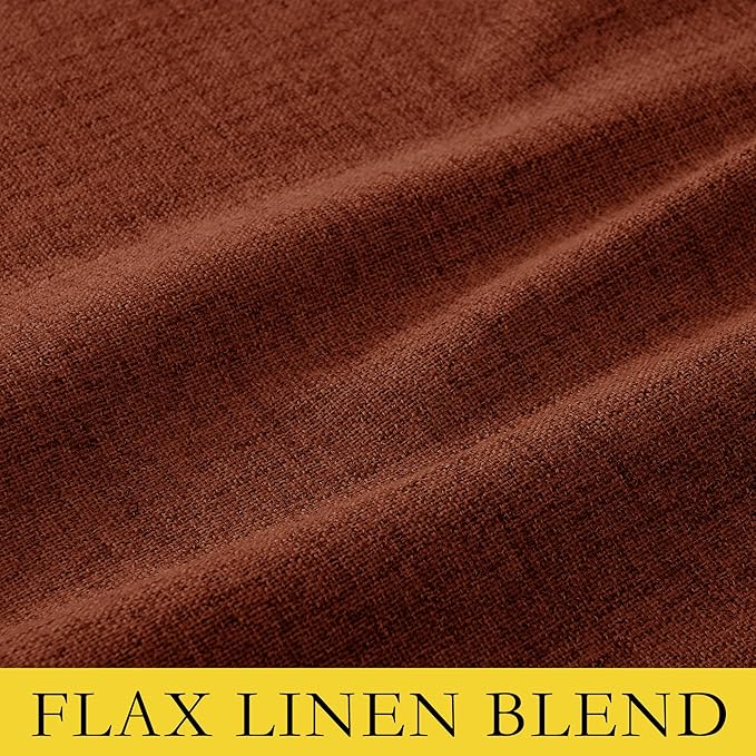 NICETOWN 100% Absolutely Blackout Linen Curtains with Thermal Insulated Liner, 62" Wide, 2 Panels, 102" Long Drapes, Grommet Retro Burnt Orange Linen Curtains Vertical Drapes Privacy for Bedroom