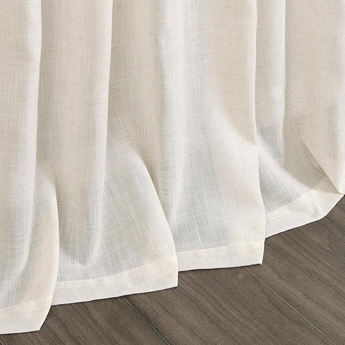 Modern Linen Curtains for Living Room 120 Inches Long Light Filtering Semi Sheer Curtain Back Tab Neutral Luxury Modern Farmhouse Decor Floor to Ceiling High Window for Bedroom 52x120, 2 Panels