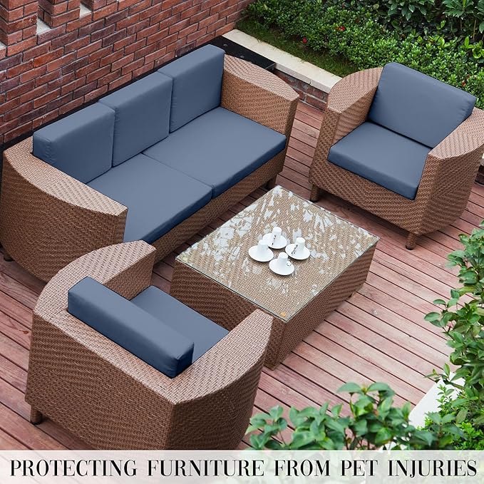 Outdoor Cushion Covers Set,14PCS Patio Furniture Couch Seat Slipcovers, Replacement for Sofa Sectional Chair(Cover,Only)