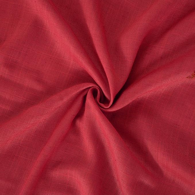 BGment Red Linen Curtains 63 Inches Long for Living Room, Semi Sheer Window Drapes Lightweight Rustic Country Textured Rod Pocket for Dining Bedroom, 2 Panels Set, Each 42 Inch Wide
