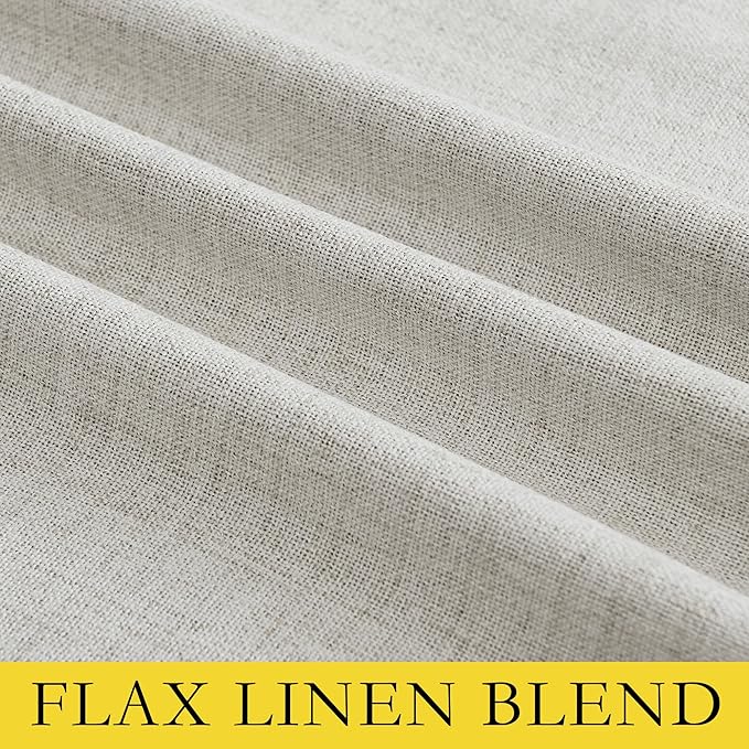 NICETOWN Snowbound Vintage Linen 100% Blackout Curtains for Living Room, Thermal Insulated Curtains 90" Long, Noise Reducing Window Treatment Drapes for Home Office, 62" Wide Per Panel, Set of 2