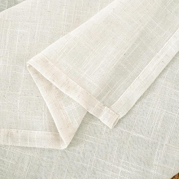LAMIT 60 Inch Length Window Linen Curtains, Light Filtering Panels Back Tab and Rod Pocket Neutral Drapes for Bedroom/Living Room, Cream, 2 Panels, 34 x 60 Inch