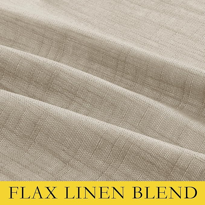 NICETOWN Taupe 100% Blackout Linen Curtains 102 inch Long Burg, Farmhouse Thick Completely Blackout Window Treatment Panels Thermal Insulated Drapes for Living Room (1 Pair, 52" Width Each Panel)