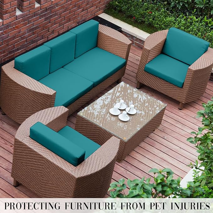 Outdoor Cushion Covers Set,14PCS Patio Furniture Couch Seat Slipcovers, Replacement for Sofa Sectional Chair(Cover,Only)