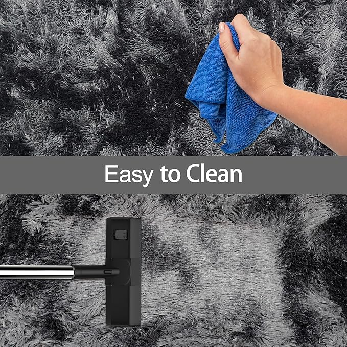 Tie-Dyed Runner Rug for Bedroom Black Grey 3x10ft Fluffy Area Rug Bedside Runner Rug for Kids Room Boys Teens Nursery Baby Living Room Dorm Home Decor Carpets