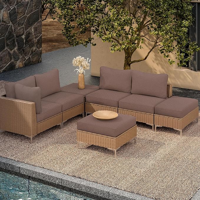 Outdoor Cushion Covers Set,14PCS Patio Furniture Couch Seat Slipcovers, Replacement for Sofa Sectional Chair(Cover,Only)