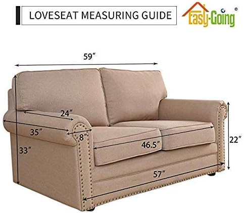 Easy-Going Reversible Loveseat Couch Cover for 2 Cushion Couch Sofa Cover for Dogs Water Resistant Furniture Protector with Foam Sticks Elastic Straps for Pet (Loveseat, Coffee/Ivory)