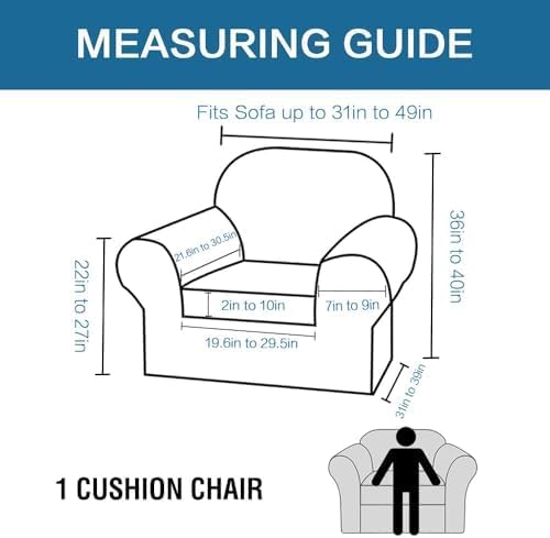H.VERSAILTEX Rich Velvet Stretch 2 Piece Cover Chair Slipcover Sofa Cover Furniture Protector Couch Soft with Elastic Bottom Chair Couch Cover Width Up to 49 Inch (Chair, Olive)
