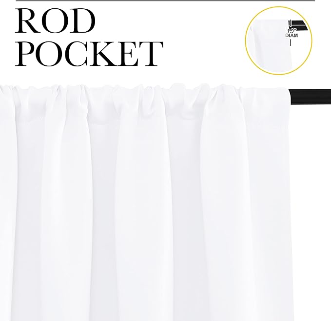 NICETOWN RV Curtains for Camper & Kitchen Windows, Light Filtering Curtains & Drapes for Small Windows (34" Wide x 36" Long, White, 1 Pair)